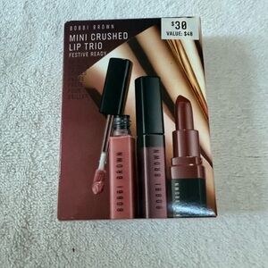 New in Box Bobbi Brown Mini Crushed Lip Trio - Festive Ready Set - Value $48